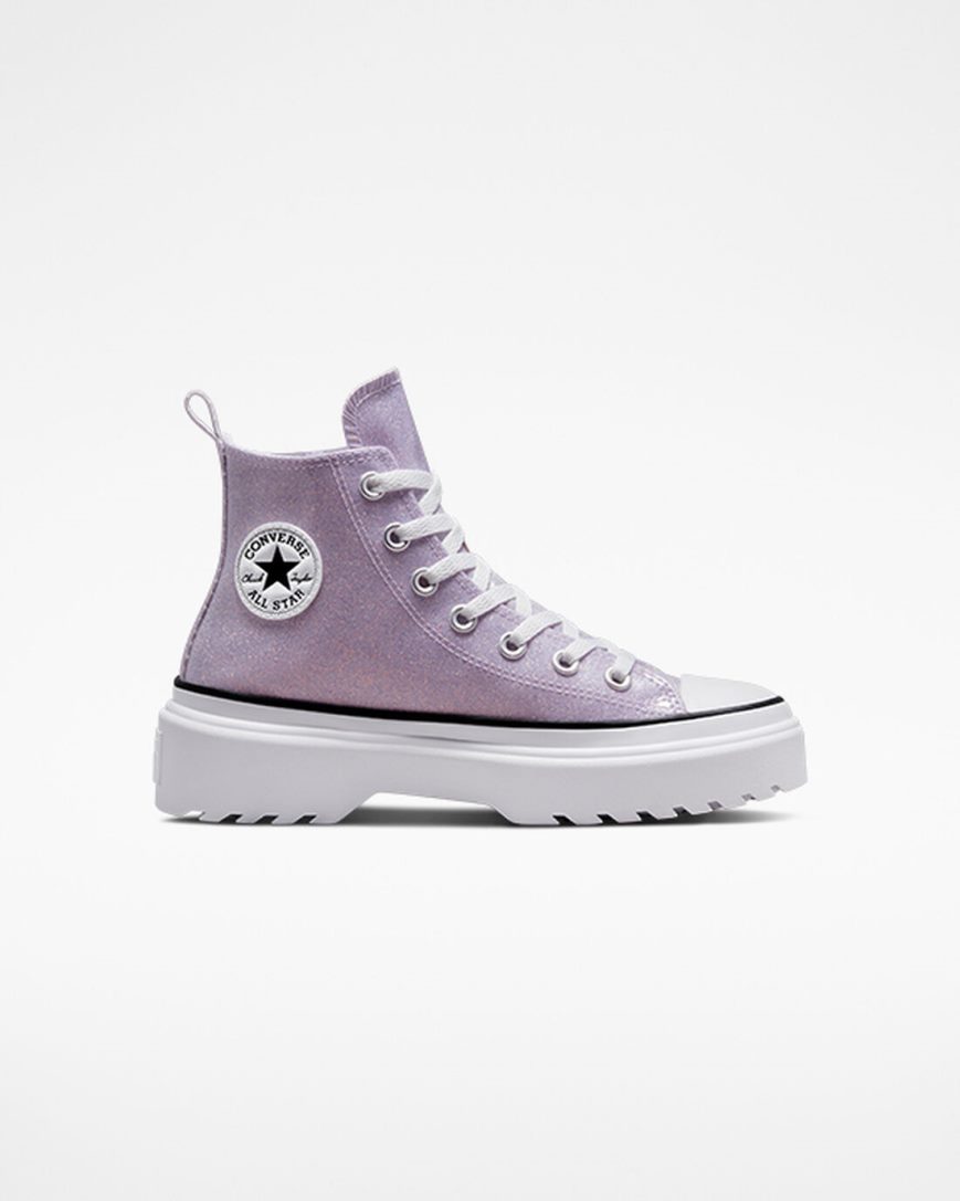 Pantofi Platforma Fete Converse Chuck Taylor All Star Lugged Lift Glitter Inalti Violet Albi Negrii | RO F13UDV035